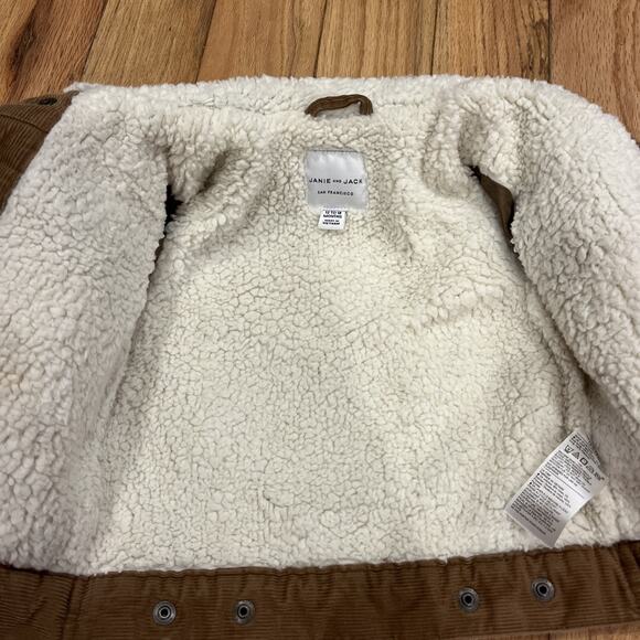 Janie and Jack 12-18 Month Corduroy Sherpa Button Snap Up Toddler Jacket Brown - Picture 5 of 7